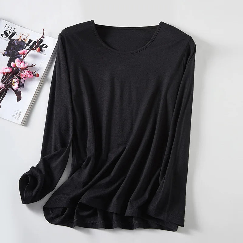 Women's 100% Merino Wool Long Sleeve Base Layer Undershirt Ultra Soft Wool Thermal Underwear Shirts Breathable Anti-Odour 150G