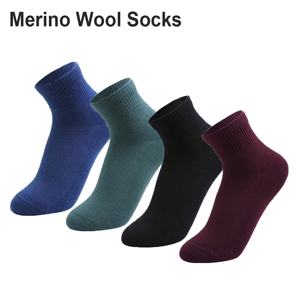 4 Pairs Men Women Merino Wool Socks Light Low Cut Sock Merino Wool Breathable Comfort Fit Thin for Running Cycling Ski Socks
