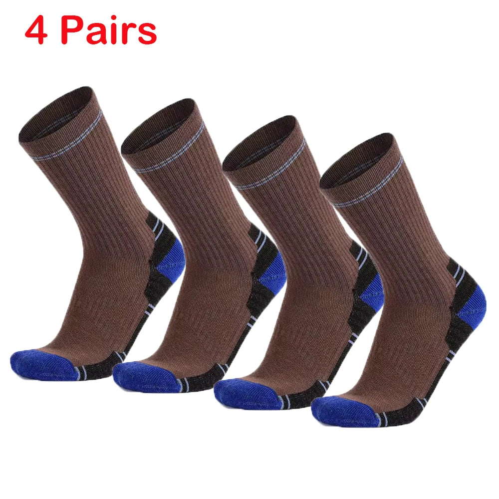 4 Pairs Merino Wool Hiking Crew Socks for Men Women Soft Lightweight Merino Wool Sports Socks Cushioned Anti-Blister Breathable