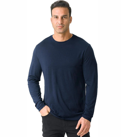 100% Merino Wool Base Layer Mens Soft Long Sleeve Shirts Men Merino Wool Thermal Underwear Odor Resistance for Hiking Hunting