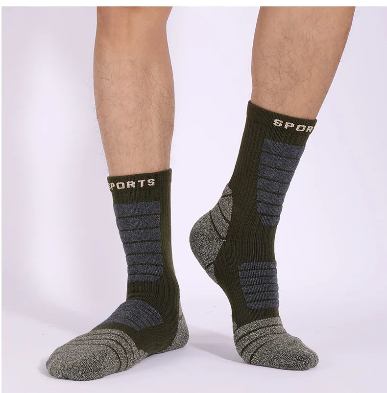 4 Pairs Merino Wool Socks 3A Antibacterial Basketball Socks Compression Support Breathable Thick Cushion Hiking Socks