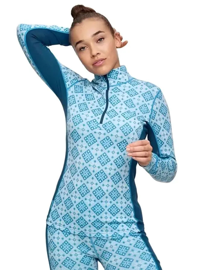 50% Merino Wool Base Layer Women Half Zip Sweater Midweight Fitted Long Sleeve Knit Merino Wool Thermal Shirts Ski Hiking 230G