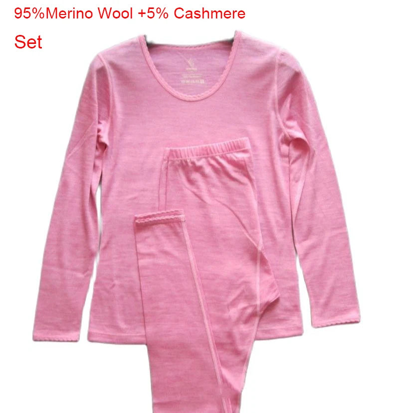 95% Merino Wool Base Layer Womens Set 180G Lightweight Merino Wool Thermal Underwear Women Hot Top and Bottoms Warm Anti-Odor