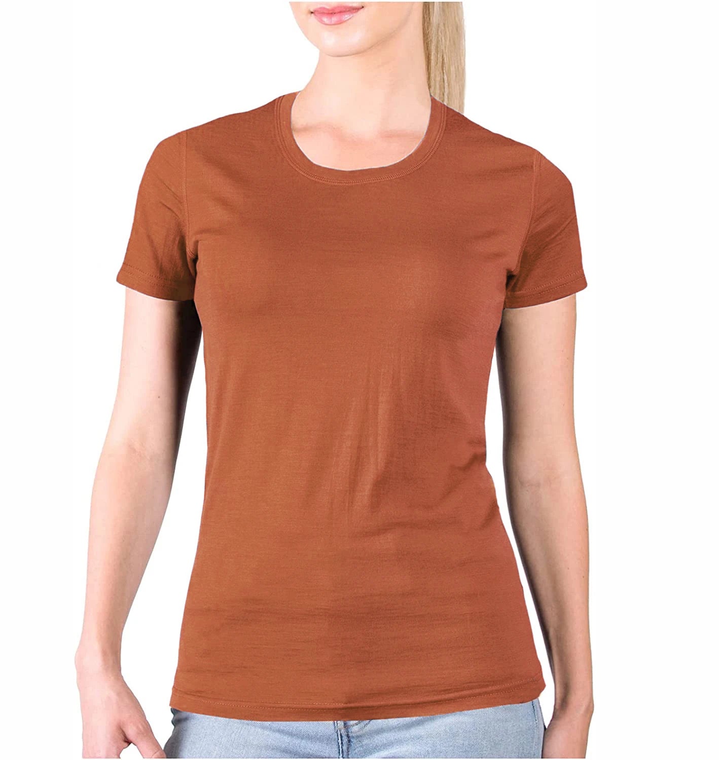 100% Merino Wool T-Shirt Womens Lightweight Short Sleeve Crew Shirts Merino Wool Base Layer Women Undershirt No Itch Breathable