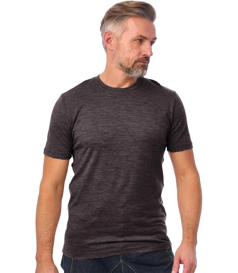 Merino Wool T Shirt Men 100% Merino Undershirt Middleweight Base Layer Shirts Wicking Breathable Quick Dry Anti-Odor No-itch