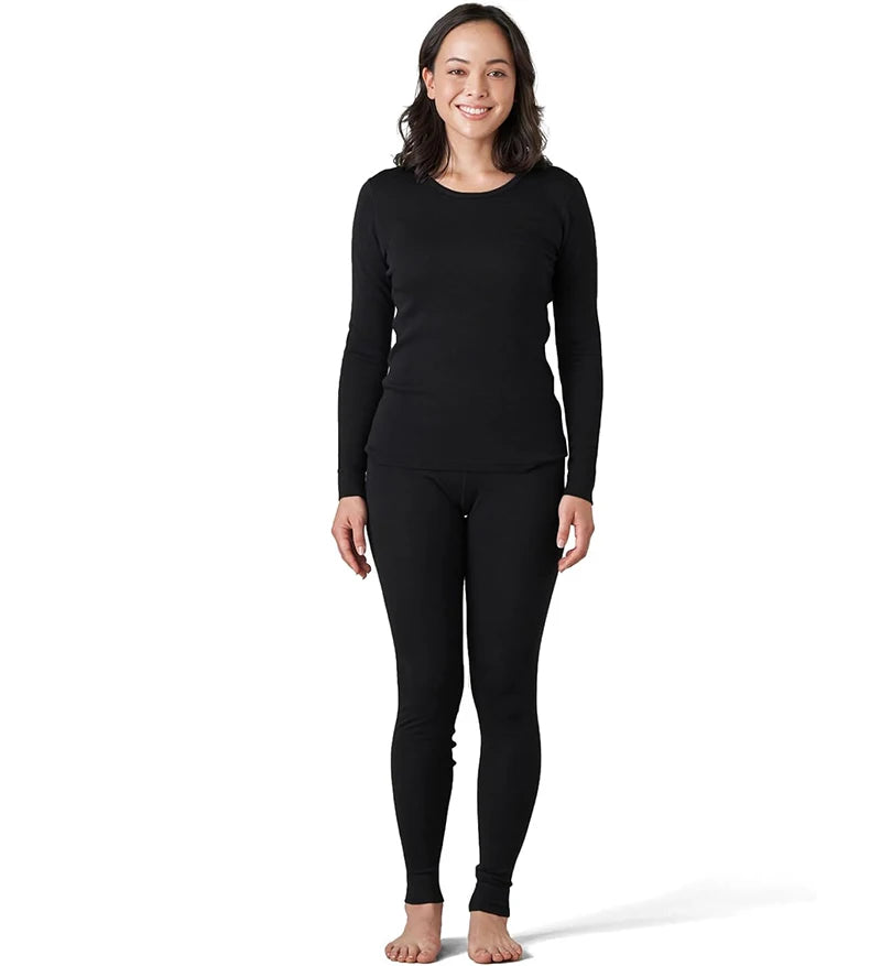 100% Merino Wool Base Layer Womens Set 180G Lightweight Merino Wool Thermal Underwear Women Top and Bottoms Long John Anti-Odor