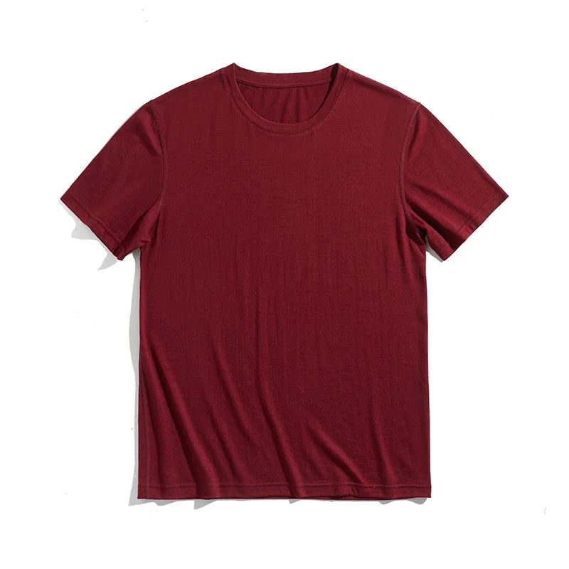 100% Merino Wool T Shirt for Men 16.5 Microns Merino Wool Base Layer Tee T-Shirt 170GSM Breathable Quick Dry Anti-Odor