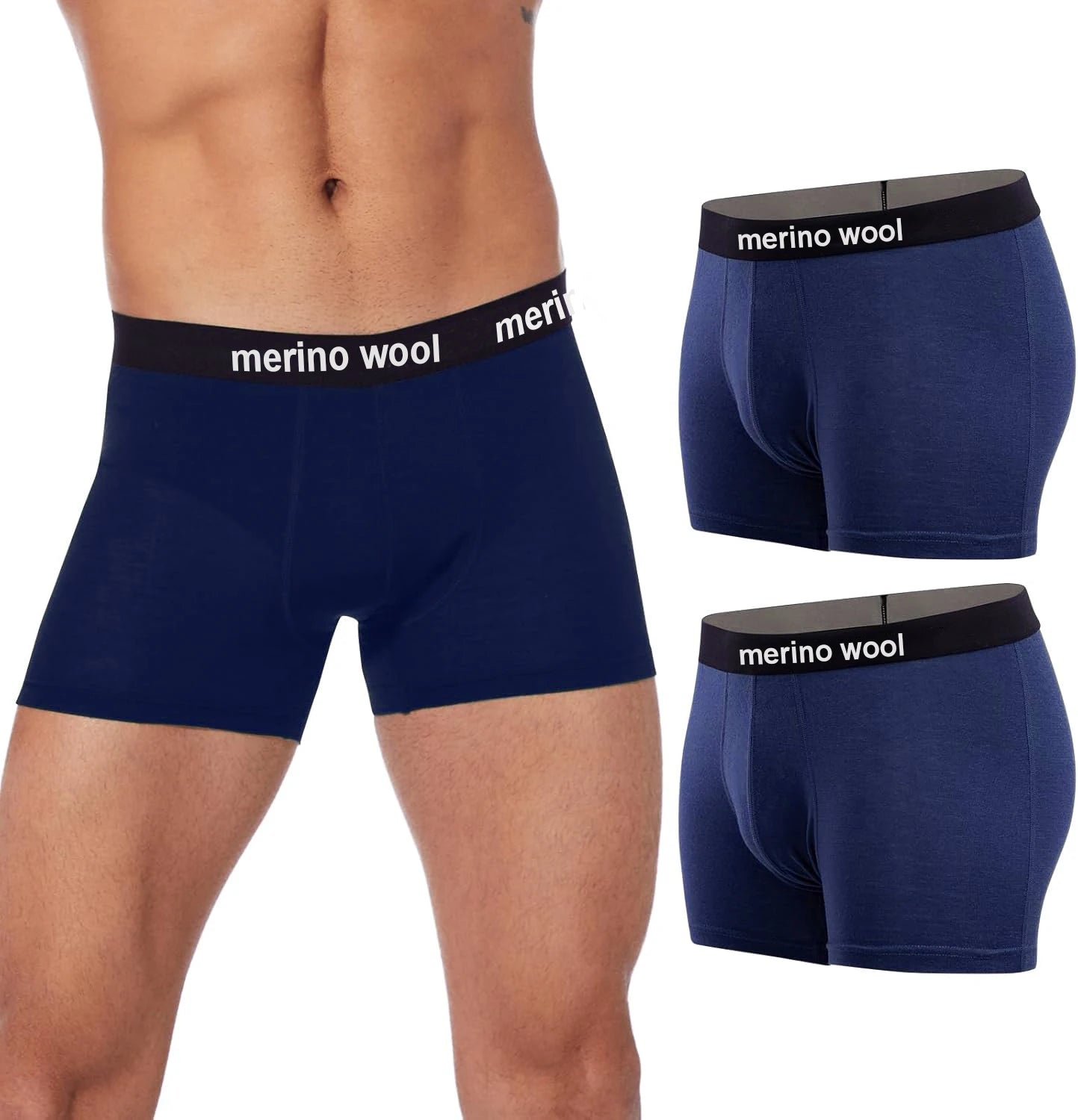 2 Packs Merino Wool Boxer Briefs Men Wool Blend Underwear Boys Shorts Everyday Breathable Anti-Odor Sports Fitness Boxershorts