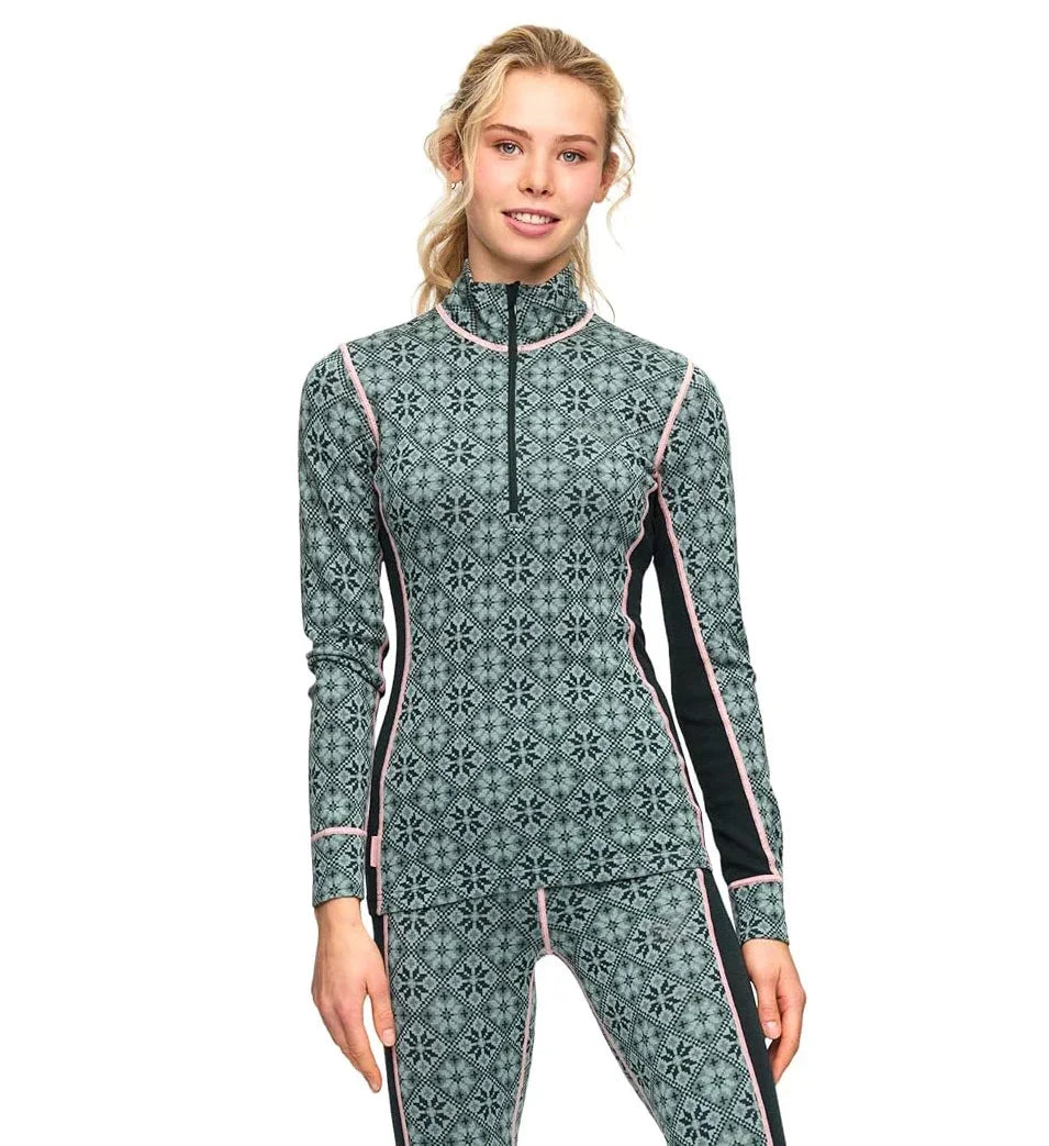 100% Merino Wool Womens Base Layer Shirt Top Merino Wool Half Zip Sweater 240G Midweight Fit LS Thermal Underwear Shirts Wicking