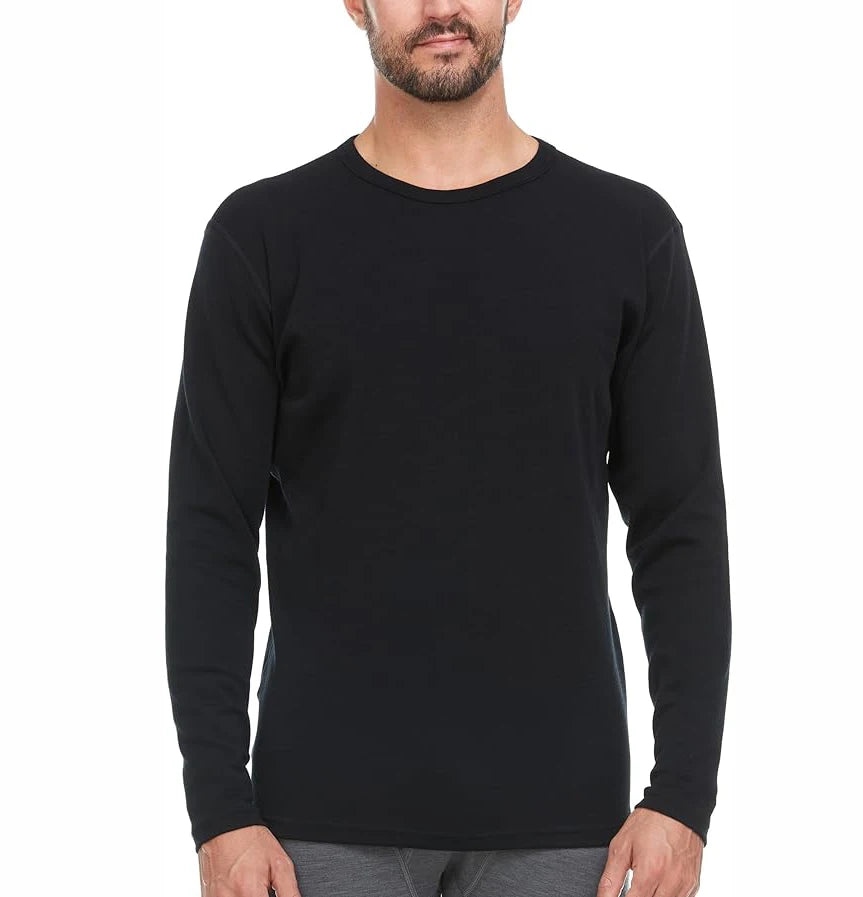 100% Merino Wool Men's Long Sleeve Crew Shirt Thermal Underwear Base Layer Men Merino Wool Shirts Wicking Breathable Anti-Odor