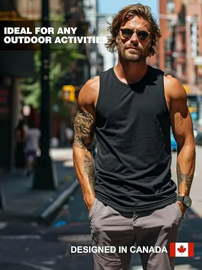 Mens Merino Wool Tank Top 100% Merino Wool Sleeveless Undershirt Moisture Wicking Breathable Anti-Odor Lightweight Base Layer