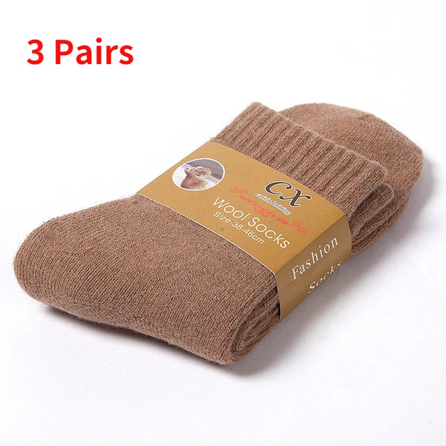 3 Pairs Unisex Wool Socks Hiking Thermal Socks Men Women Thick Warm Harajuku Socks Winter Ski Socks Sports Outdoor Breathable