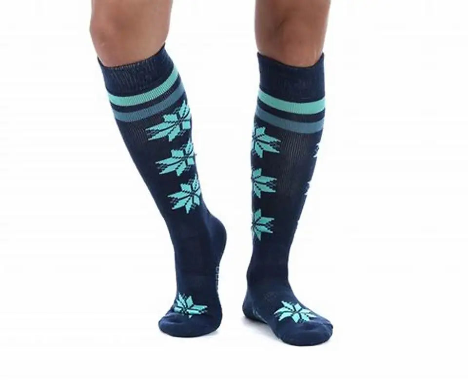 Merino Wool Ski Socks Women Over The Calf (OTC) Non-Slip Cuff Hiking Boot Socks Cold Weather Snowboarding Hunting Warm Socks