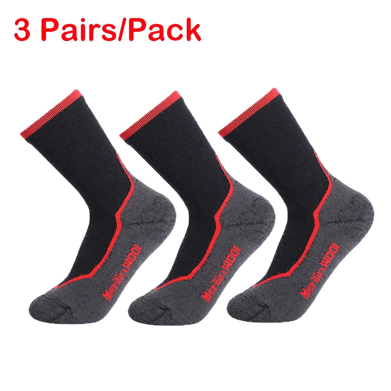 Mens Womens Merino Wool Hiking Socks Soft Lightweight Merino Wool Sports Crew Socks Thermal Anti-Blister Breathable 2/3 Pairs