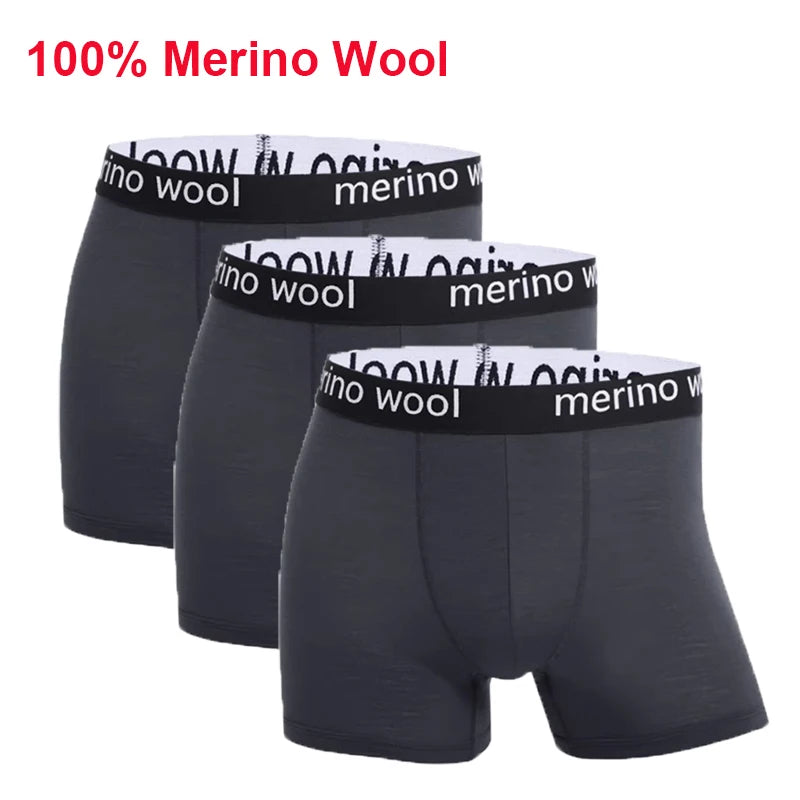 100% Merino Wool Boxer Briefs Men Merino Wool Underwear Boxer Shorts Everyday Soft Breathable Anti-Odor Sports Fitness Boxers