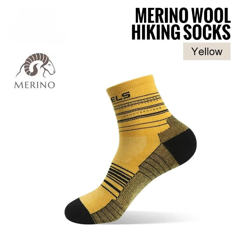 3 Pairs Merino Wool Running Socks Low Cut Sock Compression Support Thick Cushion Wool Socks for Cycling Hiking Moisture Wicking