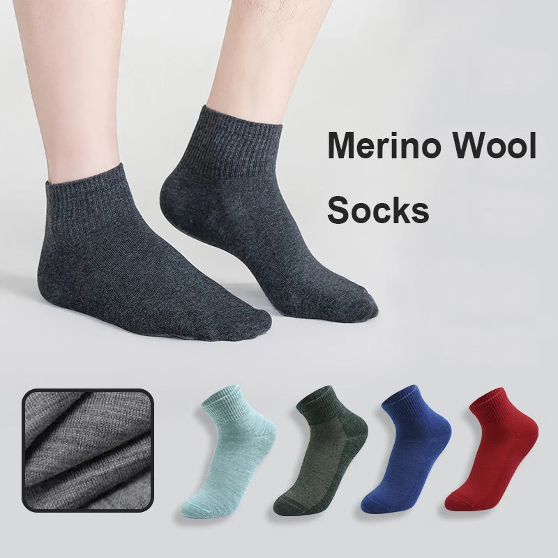 4 Pairs Men Women Merino Wool Socks Light Low Cut Sock Merino Wool Breathable Comfort Fit Thin for Running Cycling Ski Socks