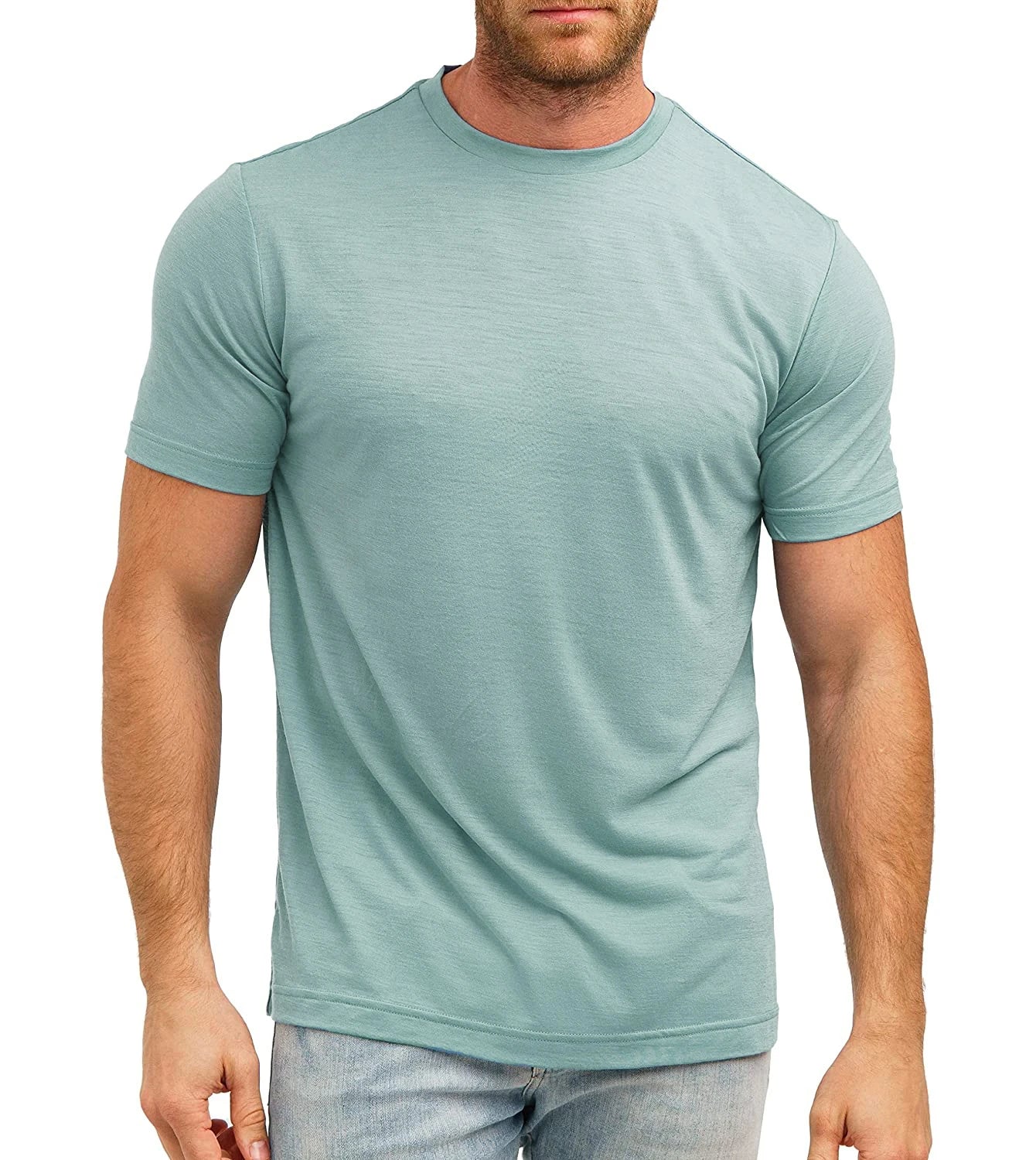 100% Merino Wool T-Shirt Men Short Sleeve Merino Shirts Sport Lightweight Base Layer Hiking Tshirt Soft Breathable Undershirt