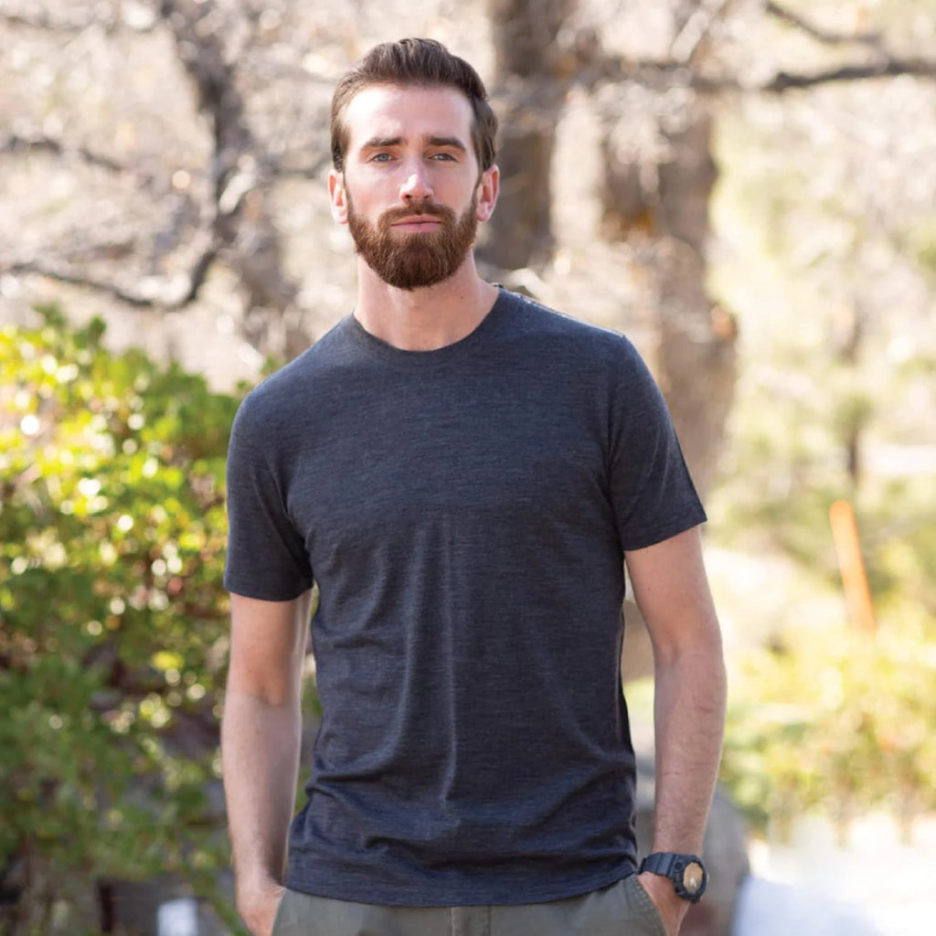 100% Merino Wool T Shirt Men 17.5 Micron Merino Wool Short Sleeve Shirts Lightweight Breathable Hiking Running Tee Undershirt