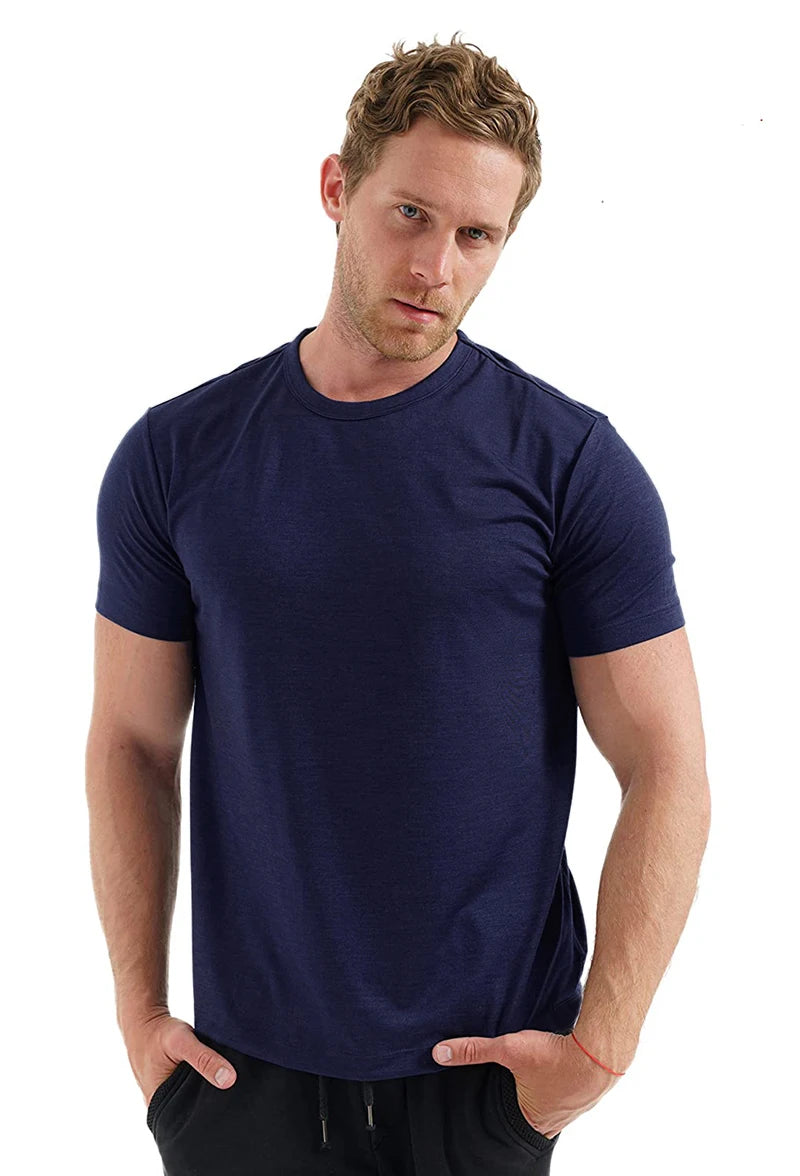 100% Merino Wool T Shirt Men's Base Layer Tee Men 180 GSM Wicking Breathable Quick Dry Anti-Odor Hiking Shirts
