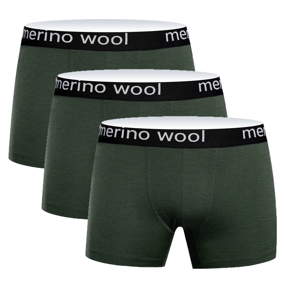 Mens Merino Wool Underwear Boxer Briefs 87% Merino Wool Boxers Soft Breathable Moisture Wicking Sports Fitness Boxershorts