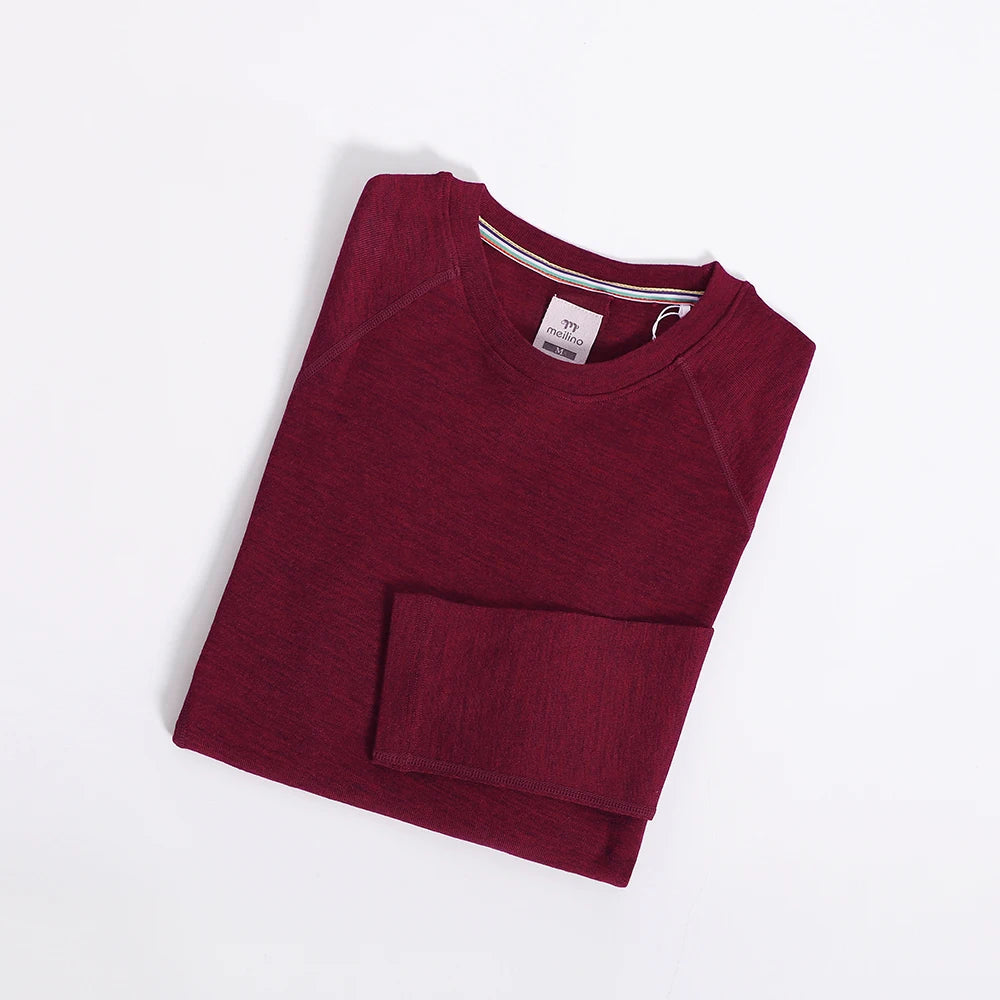 Women's 100% Merino Wool Base Layer Shirt 17.5Micro Merino Wool Thermal Underwear Long Sleeve Shirts Wicking Anti-Odor 210G