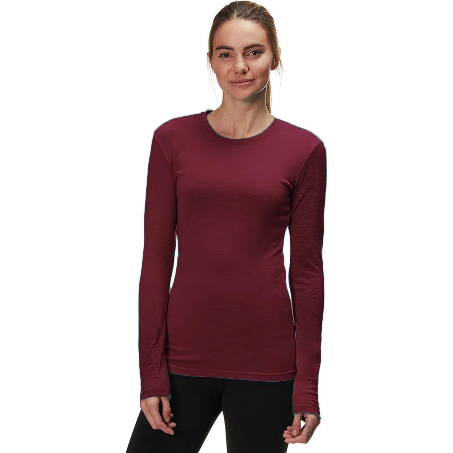 Women's 100% Merino Wool Crew Neck T Shirt Merino Wool Long Sleeve Shirts Base Layer Top Sports Clothing Quick Dry Thermal 200G