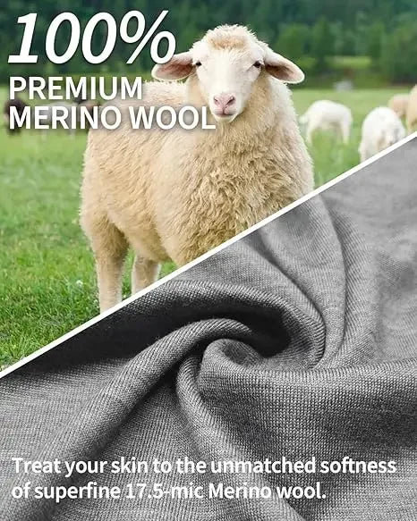 Mens Merino Wool Boxer Briefs Men 100% Merino Wool Underwear Breathable Dry Fit Comfy Sports Base Layer Boxers