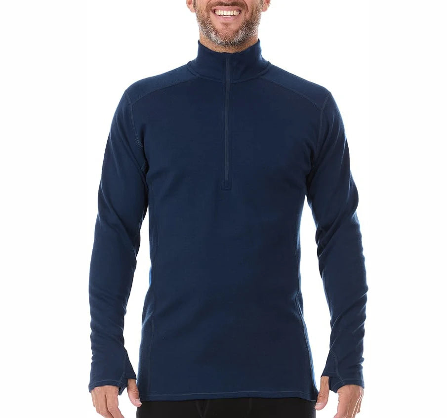 100% Merino Wool Base Layer Tops Mens Fitted Long Sleeve Shirts Merino Wool Midweight Thermal Underwear Mens Half Zip Sweater