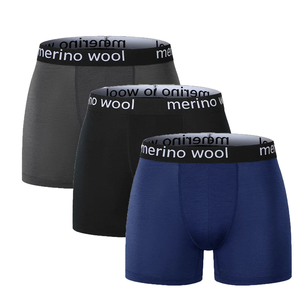 Merino Wool Mens Underwear Boxer Briefs 87% Merino Wool Blend Boxershorts Men Soft Breathable Moisture Wicking Sports Underpants