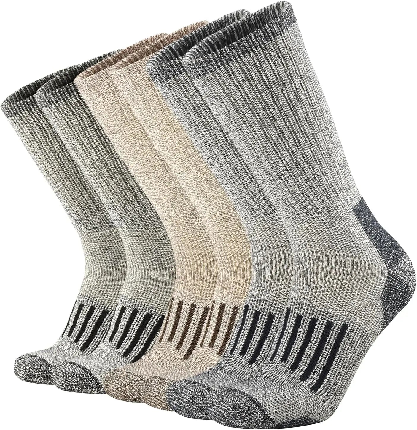Men's 80% Merino Wool Cushion Crew Socks Moisture Wicking Control for Outdoor Hiking Work Boot Thermal Warm All Seasons