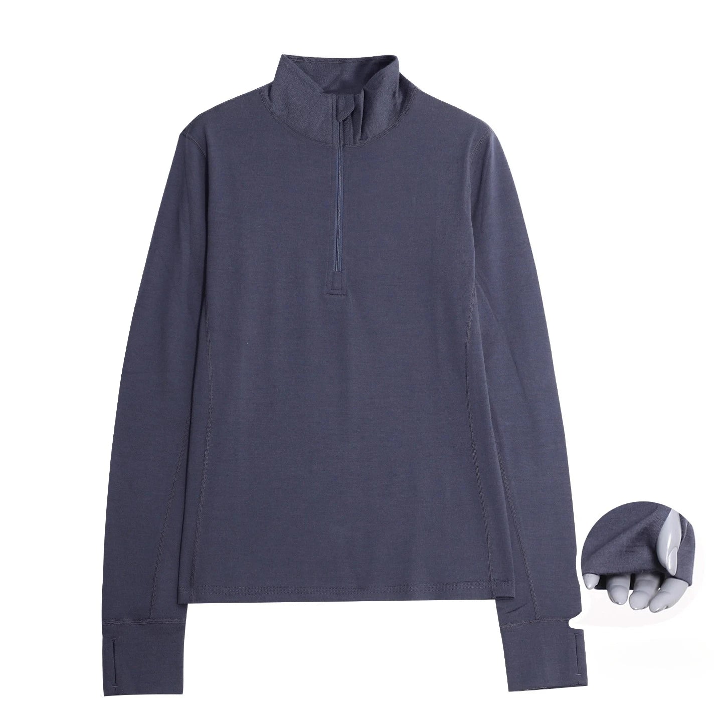 Women 100% Merino Wool Base Layer Top Long Sleeve Shirts 230G Midweight Merino Wool Half-Zip Crew Neck Sweatshirt for Ski Hiking