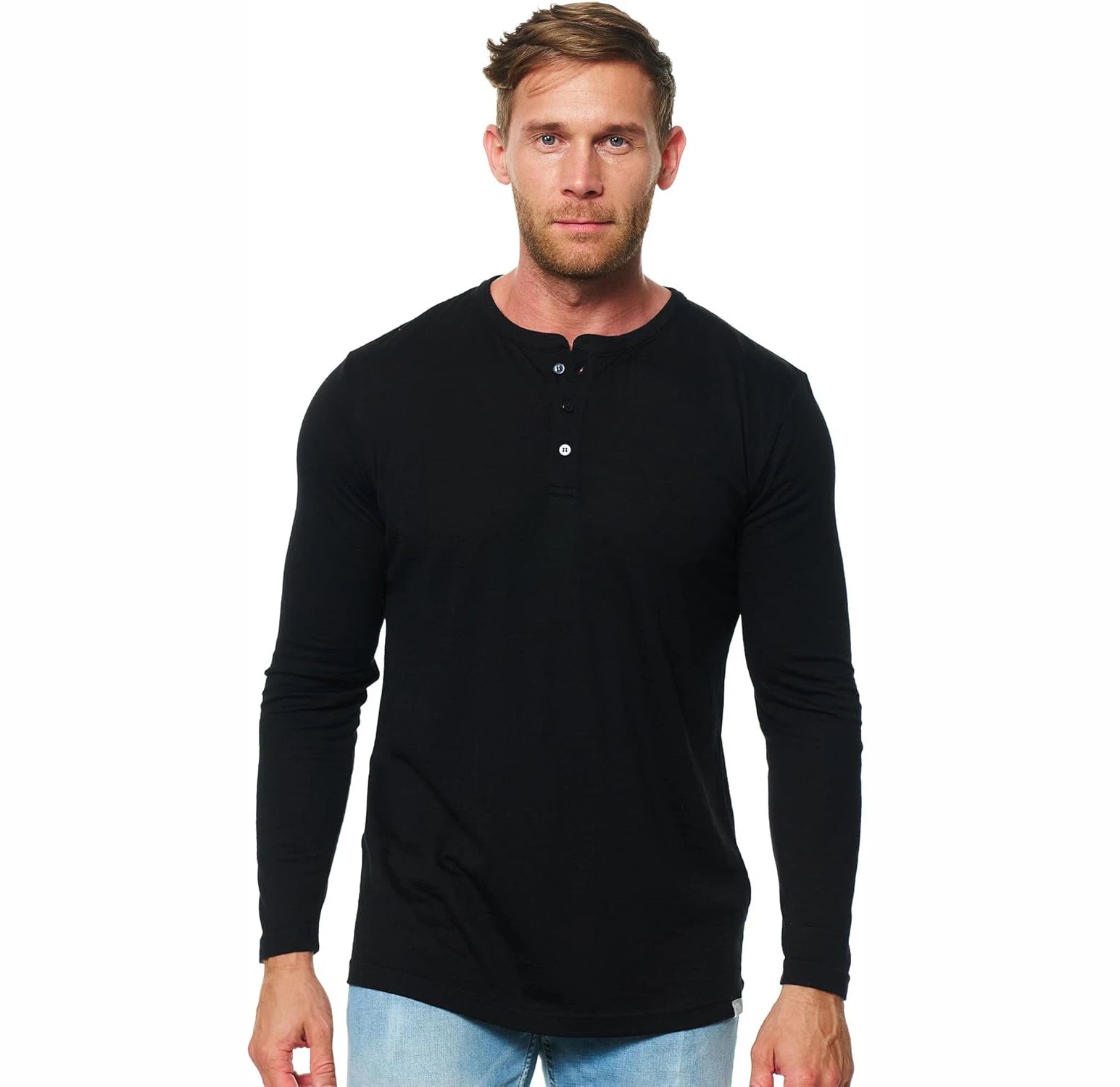 100% Merino Wool Base Layer Mens Merino Wool Henry Collar Shirts Thermal Underwear Long Sleeve T-Shirt for Hiking Hunting