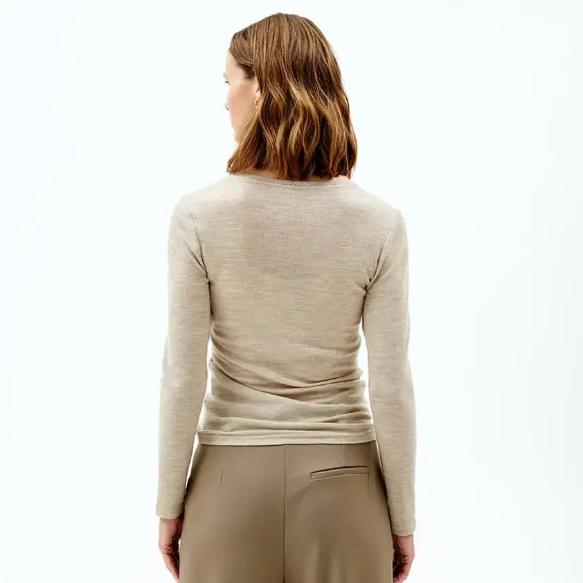 Women's Merino Wool Shirts Thin 55% Merino Wool Base Layer Top Merino Long Sleeve Shirt Anti-Odor Breathable 170G Euro Size