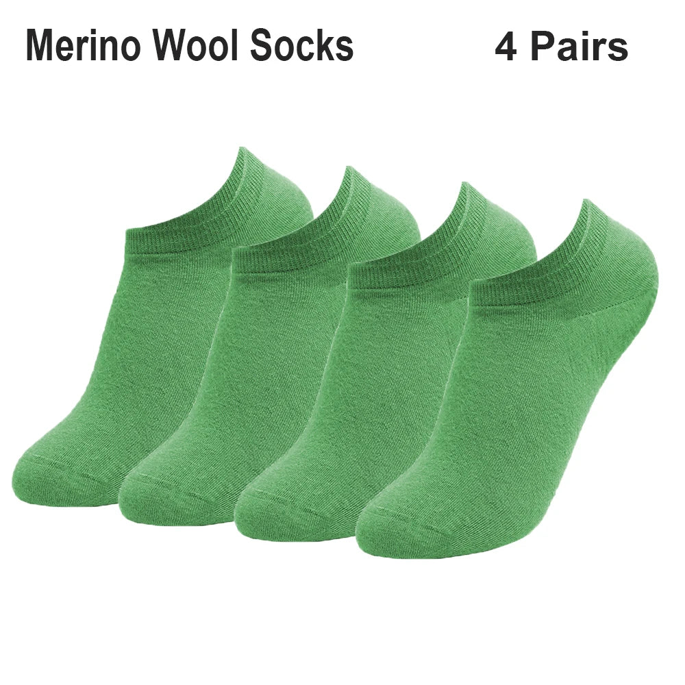 4 Pairs Unisex Merino Wool No Show Athletic Socks Merino Wool Light Running Tennis Golf Socks Everyday Light Low Cut Socks