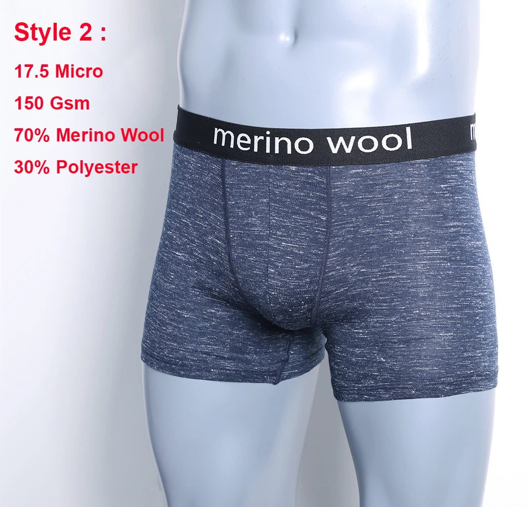 Mens Merino Wool Underwear Boxer Briefs 87% Merino Wool Boxers Soft Breathable Moisture Wicking Sports Fitness Boxershorts