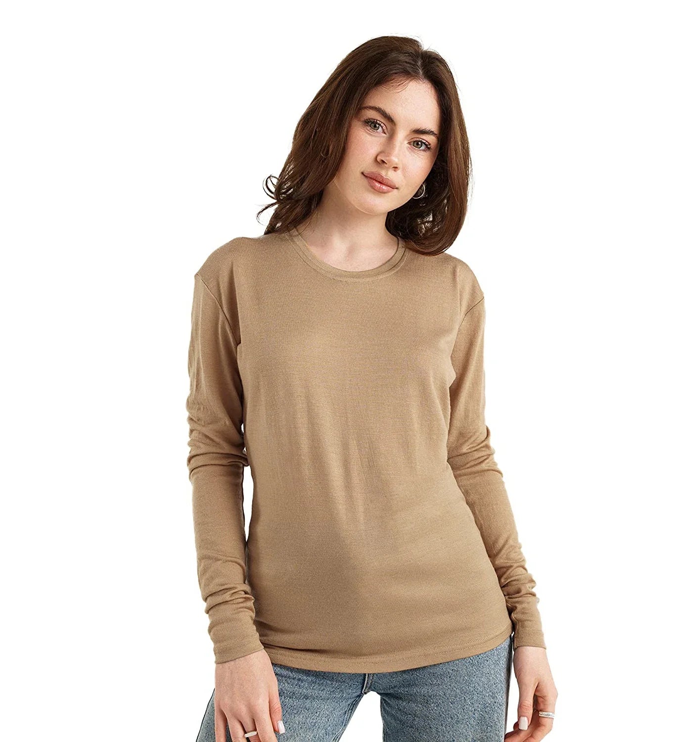 Women's 100% Merino Wool Base Layer Tops Merino Wool Thermal Underwear Long Sleeve Shirt Hiking Wicking Anti-Odor 170G/190G
