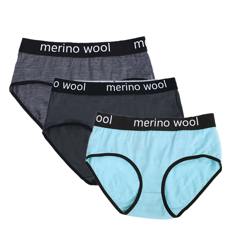 100% Merino Wool Bikini Briefs Womens 150G Merino Wool Underwear Ultralight Sports Panties Soft Wicking Breathable Anti-Odor