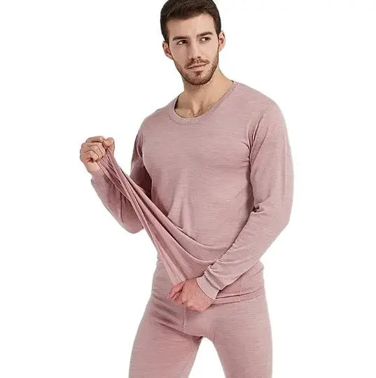100% Merino Wool Base Layer Set Mens 230G Midweight Merino Wool Thermal Underwear Set Top and Bottom Men Long John Tops Pants