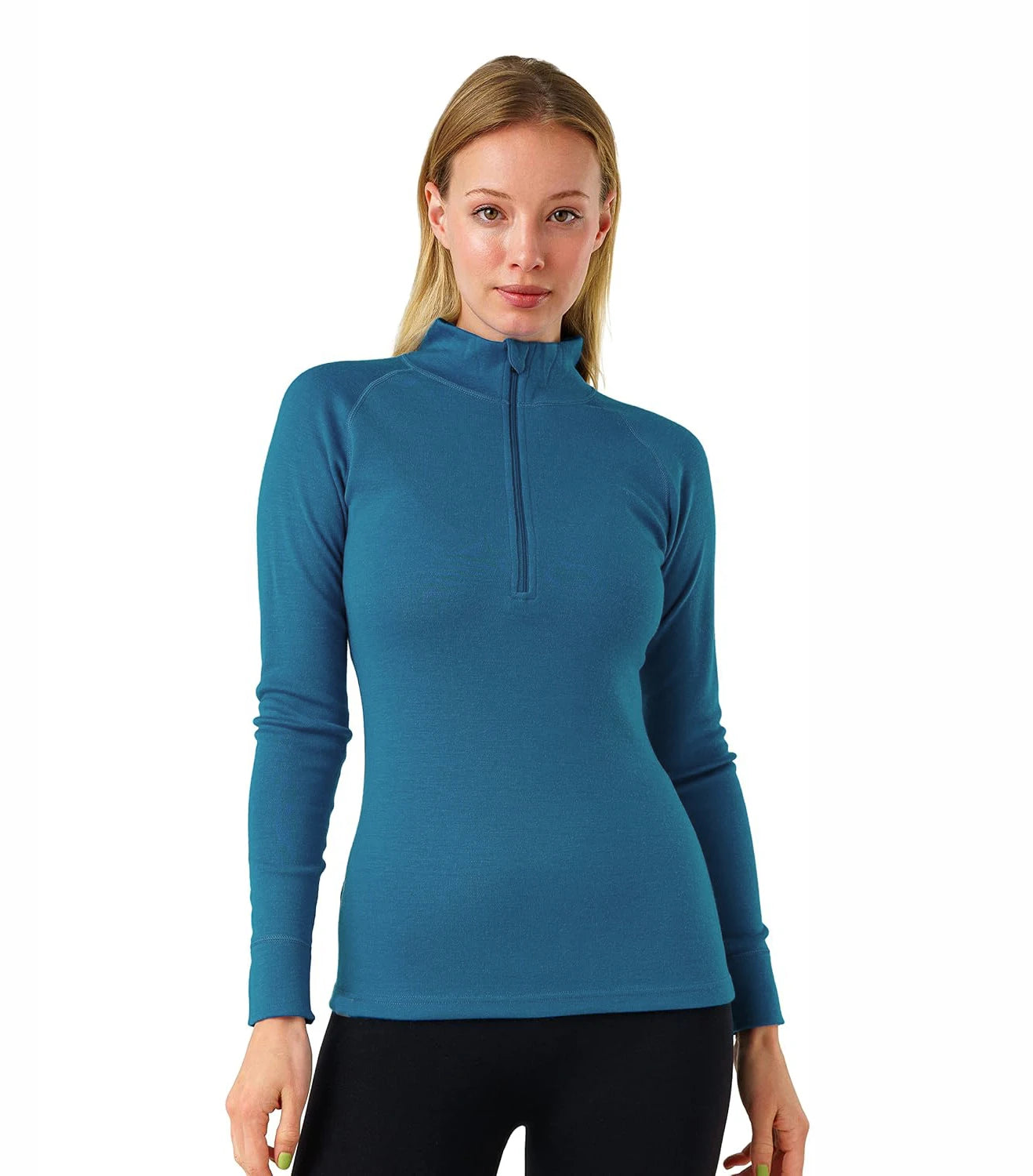 Women's Merino Wool Base Layer Half Zip Sweater Women Merino Wool Long Sleeve Thermal Shirt Midweight 200G Outdoor Sports