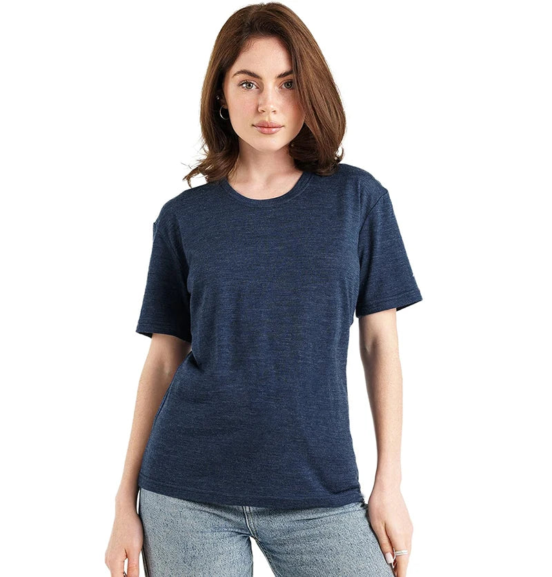 100% Merino Wool T Shirts Womens Merino Wool Short Sleeve Loose Fit Base Layer Shirt Hiking Yoga Running Breathable Wicking