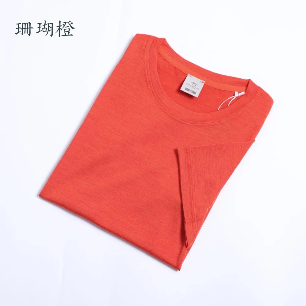 100% Merino Wool T Shirt Womens Merino Short Sleeve Slim Fit Base Layer Tee Hiking Yoga Running Breathable Wicking Quick Drying