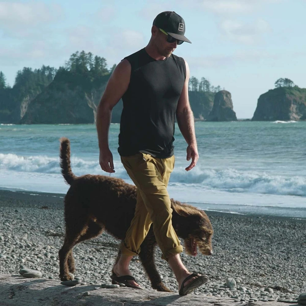 100% Merino Wool Tank Top Men Active Merino Wool Sleeveless Shirt Moisture Wicking Breathable Anti-Odor Lightweight Gym Running