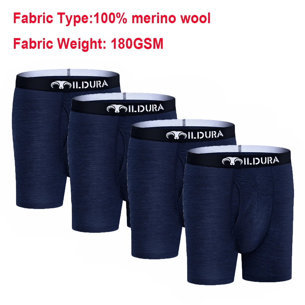 100% Merino Wool Underwear Boxer Briefs Men Merino Boxershorts Men Base Layer Underpants Soft Moisture Breathable Asian Size