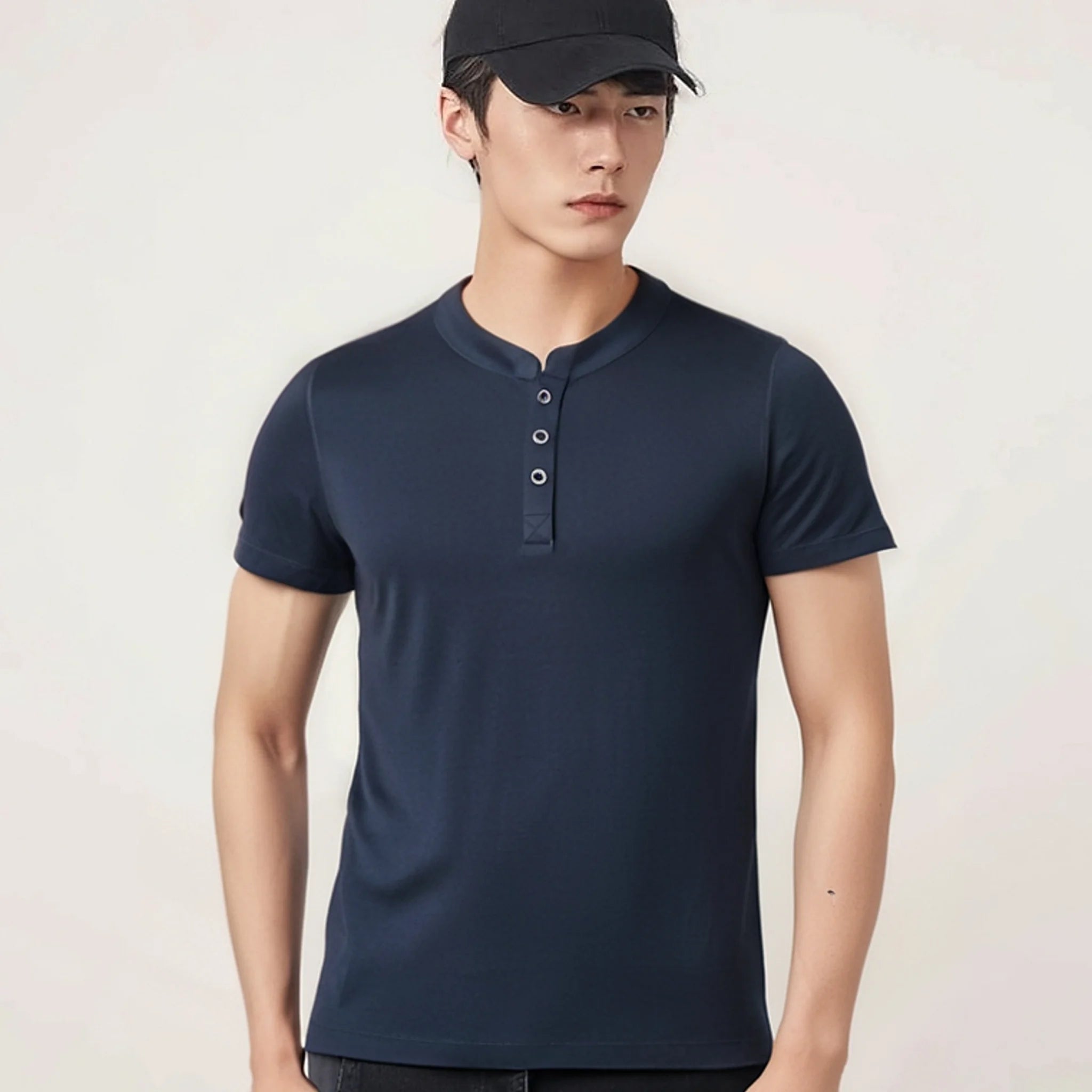 100% Merino Wool Henley T-Shirts Men Merino Short Sleeve Shirts Sports Running Everyday Tee Top Wicking Breathable Anti-Odor
