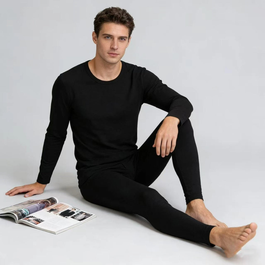 100% Merino Wool Base Layer Mens Set Lightweight Merino Wool Thermal Underwear For Men Top and Bottom 150G Soft Breathable