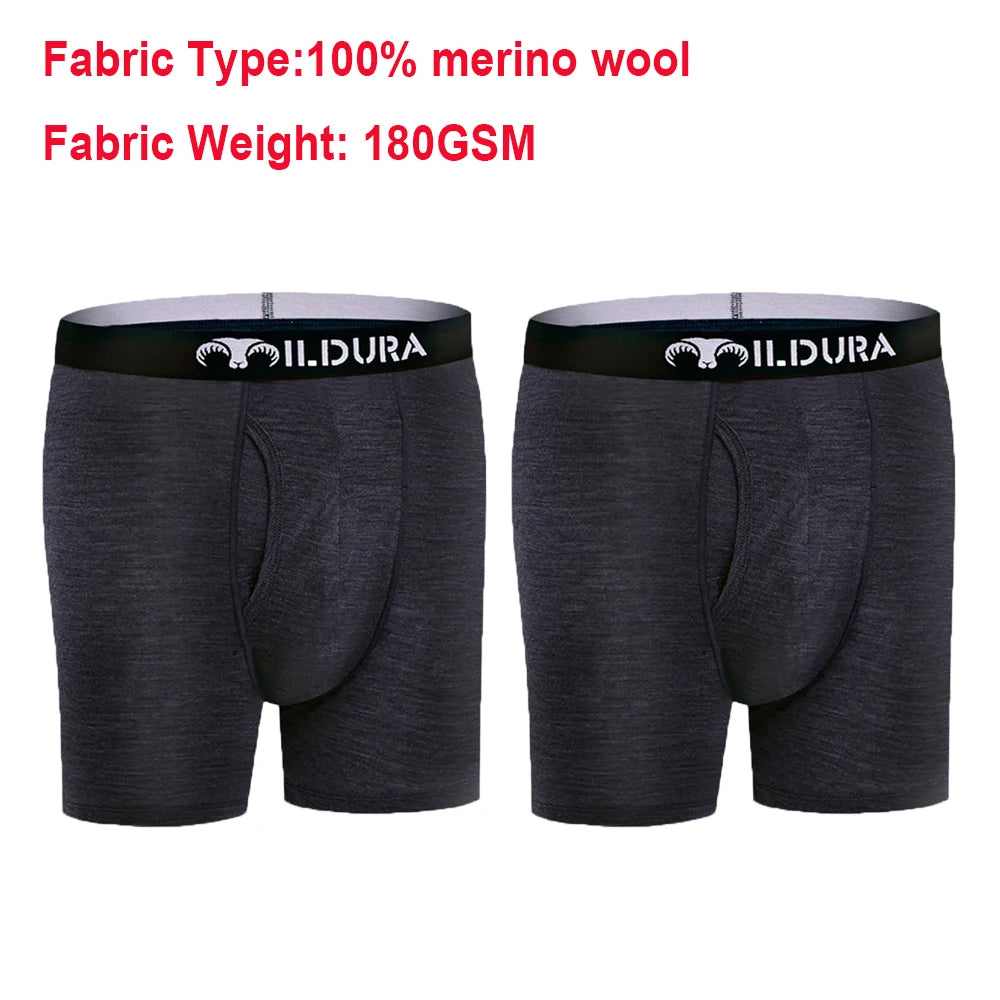 100% Merino Wool Underwear Boxer Briefs Men Merino Boxershorts Men Base Layer Underpants Soft Moisture Breathable Asian Size