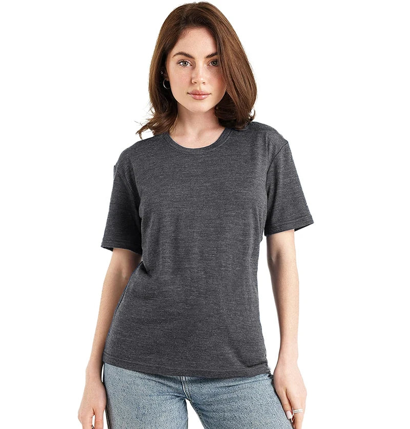 100% Merino Wool T Shirts Womens Merino Wool Short Sleeve Loose Fit Base Layer Shirt Hiking Yoga Running Breathable Wicking