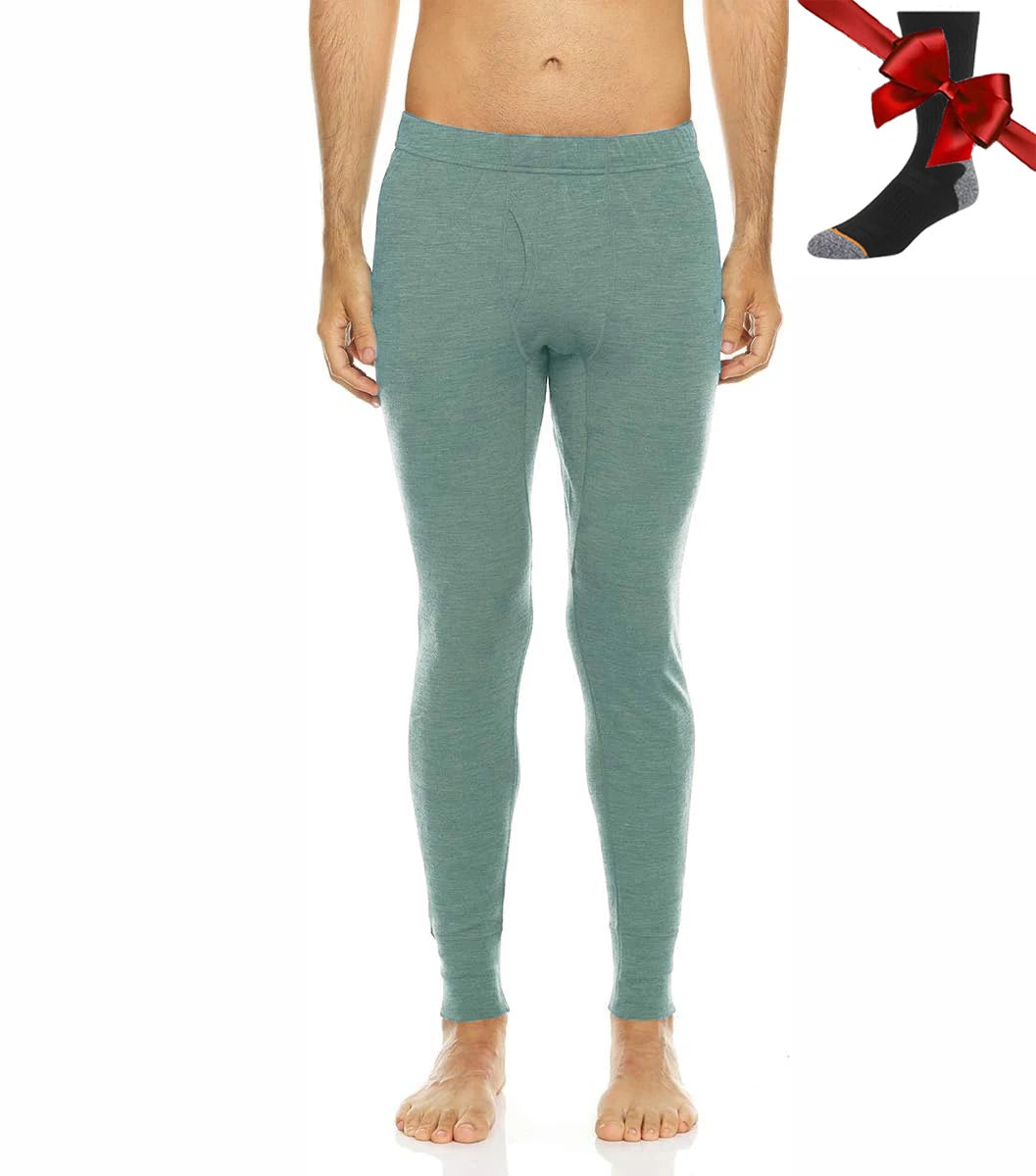 100% Merino Wool Men Underwear Bottom Pants Merino Wool Base Layer Thermal Pants Leggings Long Johns Warm Baselayer Bottom+Socks