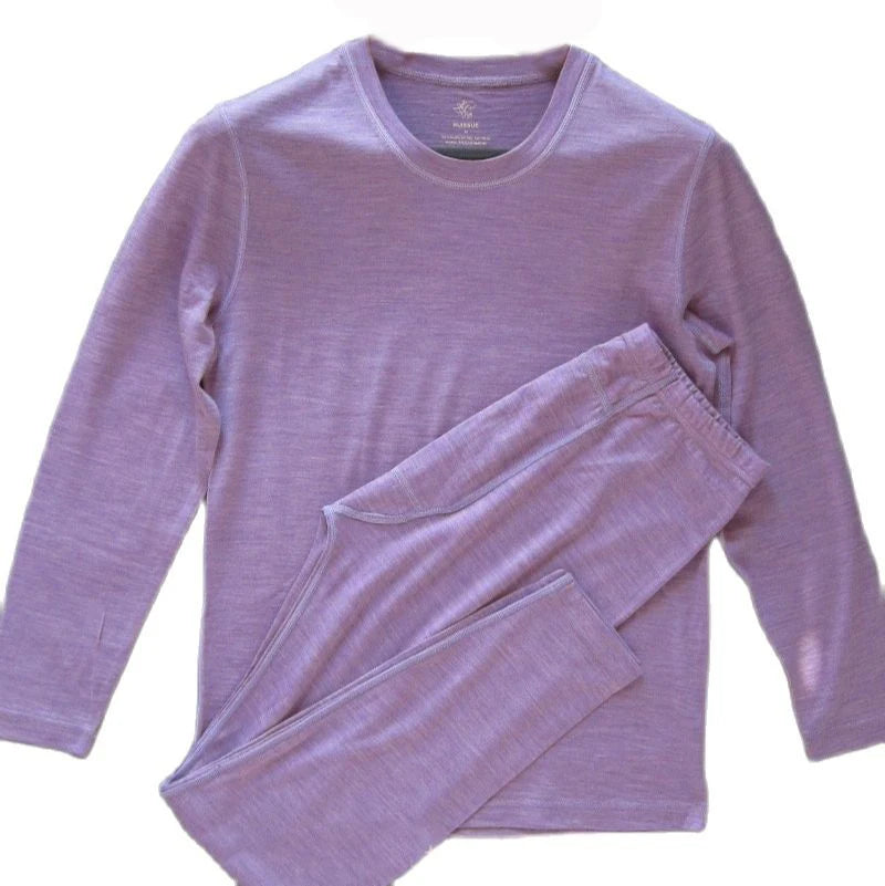 Men Merino Wool Base Layer Set Cycling 170G Lightweight 95% Wool Thermal Underwear Winter Cashmere Set Men Merino Top and Bottom